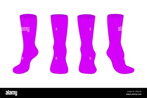 Purple socks template mockup flat style design vector illustration set isolated on white ...