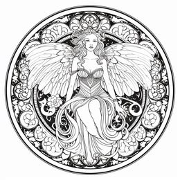 Fairy Coloring Page In Art Nouveau Design - Coloring Page