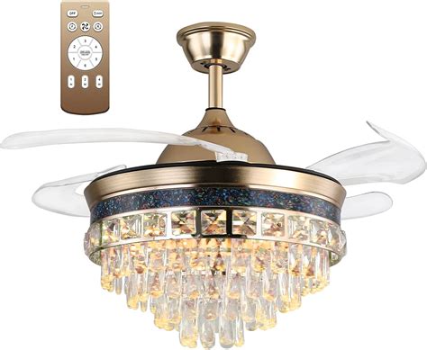 Amazon.com: 42 Inch Luxury Crystal Ceiling Fan with Light and Bluetooth ...
