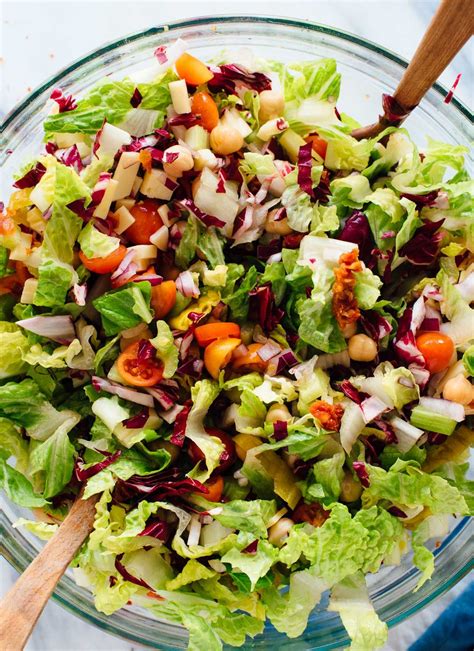 Truly the best Italian chopped salad recipe, with chopped fresh greens and veggies in a simple ...