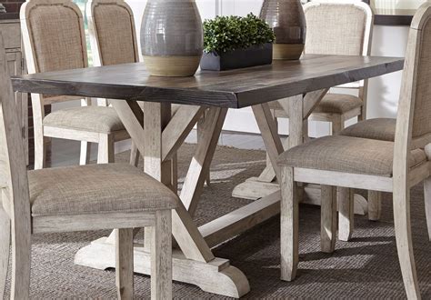 Willowrun Rustic White Trestle Dining Table from Liberty | Coleman Furniture