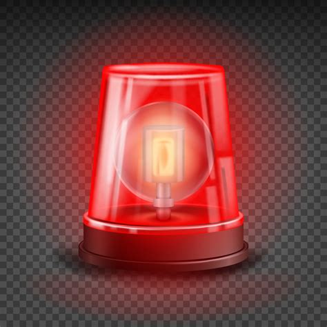 Red Flasher Siren Vector. Realistic Object. Light Effect. Beacon For ...