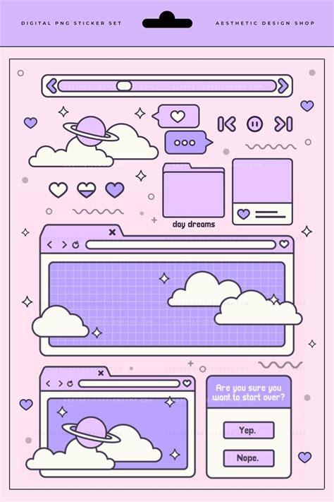 Kawaii vaporwave aesthetic sticker set ⋆ The Aesthetic Shop | Aesthetic ...