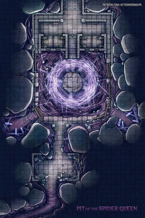 [OC][ART] Pit of the Spider Queen Battle Map - Underdark/Drow themed Mini-Dungeon : r/DnD