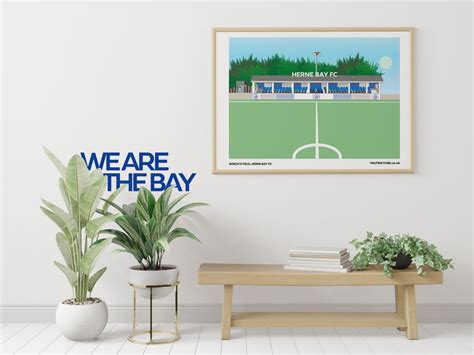 Herne Bay FC Winch's Field Stadium halfwayline illustration print - The Half Way Line