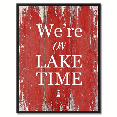 We're On Lake Time Saying Canvas Print, Black Picture Frame Home Decor Wall Art Gifts | Home ...