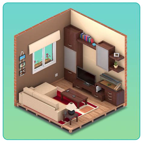 Isometric living room game, Alvar Guisado | Game room design, Isometric design, 3d living room