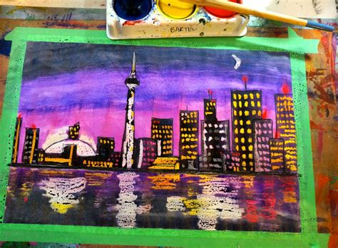 that artist woman: Pastel Resist Night Skyline. This is the more ...