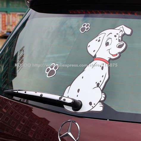 Auto Car styling Hot Cartoon Funny Spotted dog Moving Tail sticker Stickers Reflective Car ...