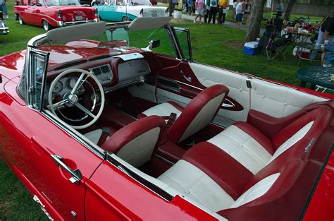 1960 Ford Thunderbird convertible with top down - red - interior - Ford Products - Antique ...