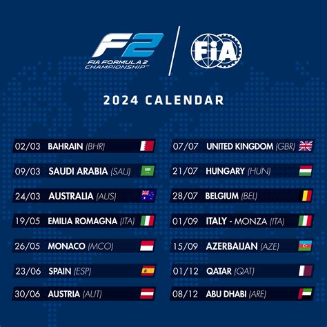 FIA Formula 2 Championship 2024 season calendar announced | Federation Internationale de l ...