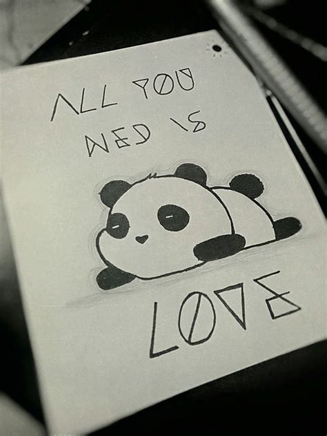 Panda All You Need Is Love Quote Cute Drawing Draw | Cute easy drawings ...