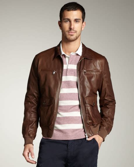 Leather Bomber Jacket - Jackets