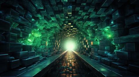 Premium AI Image | Green and blue tunnel led UHD wallpaper