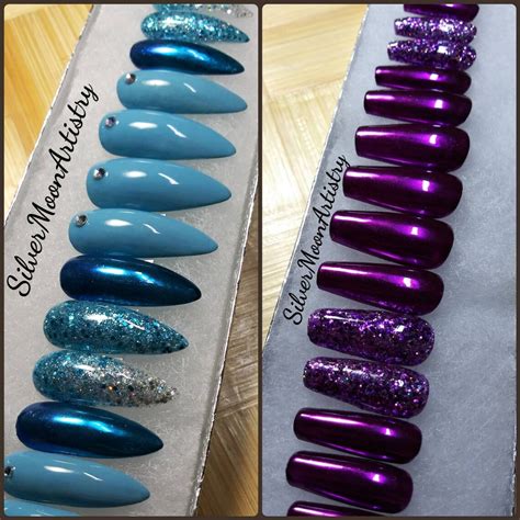 Encapsulated Glitter & Chrome Press On Nails | Etsy