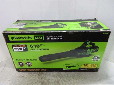 Greenworks Pro 60V 610 CFM jet leaf blower, tool only, excellent, unused, NIB - Albrecht Auction ...