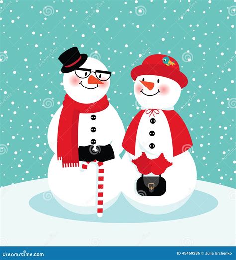 Couple of snowmen stock vector. Illustration of card - 45469286