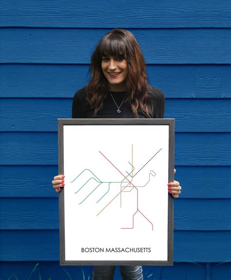 Boston Subway // Boston Metro Map // Boston Map // Boston Art - Etsy