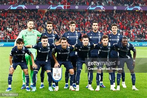 the players of Real Sociedad pose for a teamphoto prior to the UEFA ...