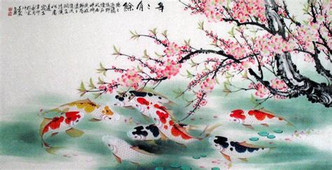 Chinese Koi Fish Painting 2078023, 69cm x 138cm(27〃 x 54〃)