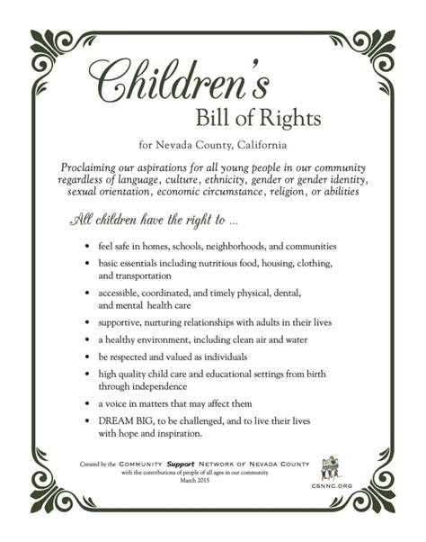 Community Support Network of Nevada County » Children’s Bill of Rights ~ Thank you for endorsing!