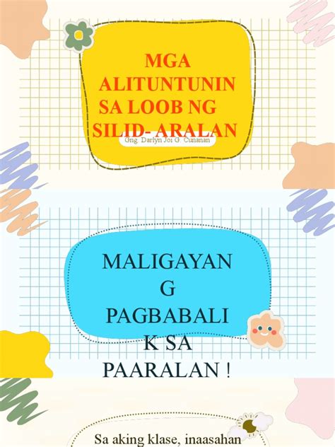 Mga Alituntunin Sa Loob NG Silid Aralan | PDF