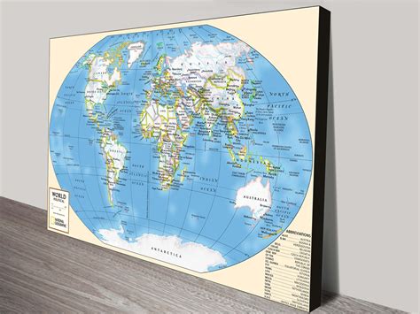 Blue World Map Canvas Picture Art Print Online Pictures Art Sydney