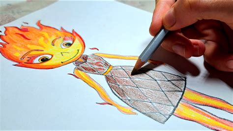 How to Draw Ember - Elemental - Colour Pencil Drawing - YouTube