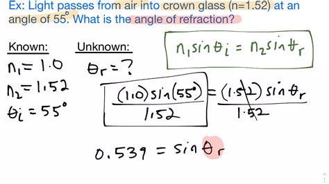 How to Solve a Snell's Law Problem (angle of refraction) - YouTube