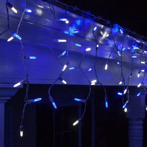 Set of 70 Blue and White Icicle Lights, LED Mini Ice Icicle Christmas ...