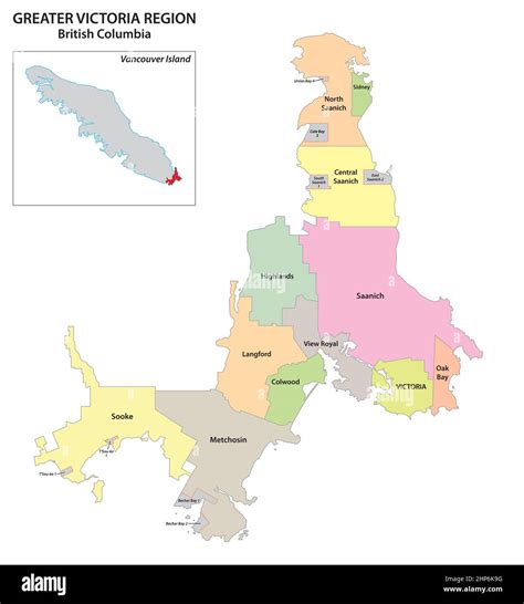 administrative map of the greater Victoria region, Vancouver Island ...