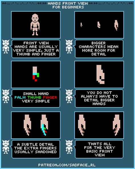 Simple Hands Tutorial - Front View : r/PixelArt