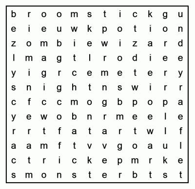 Wordsearch "Halloween" - поиск слов "Хеллоуин" на английском языке