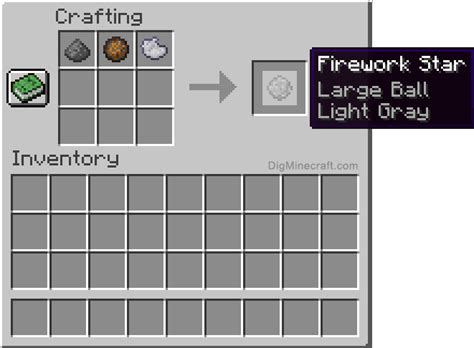 How to make a Light Gray Large Ball Firework Star in Minecraft