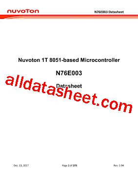 N76E003AT20 Datasheet(PDF) - Nuvoton Technology Corporation