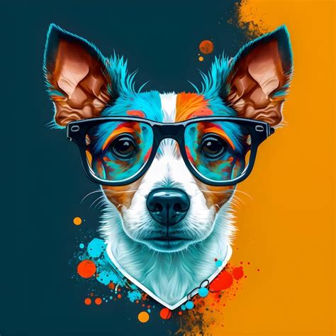 Premium Photo | Funny hipster cute dog art illustration anthropomorphic ...