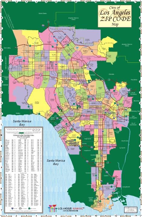 Los Angeles Almanac Map - City of Los Angeles ZIP Code Map - Larger Image