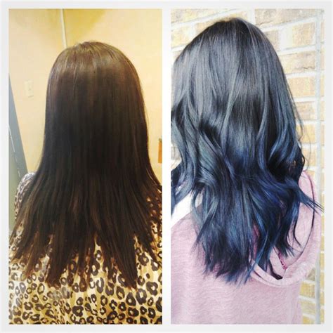 Before and after of a all one color dark brown to this rocking black ...