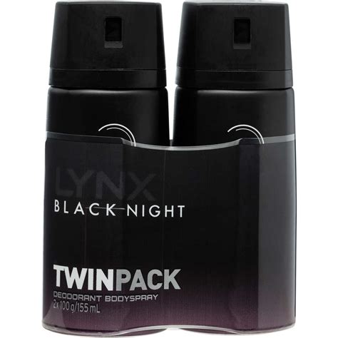 LYNX Black Night Deodorant Body Spray Twin Pack 155mL | BIG W