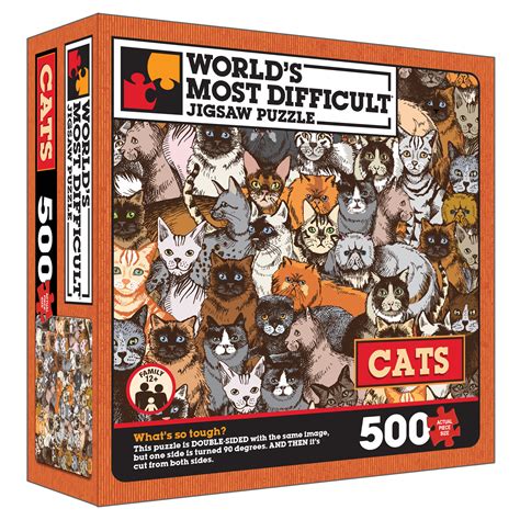 World’s Most Difficult Jigsaw Puzzle – Cats – Double Sided Puzzle – 15 in – Wood Expressions