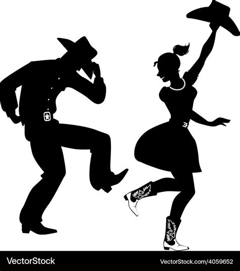 Silhouette of country-western dancers Royalty Free Vector