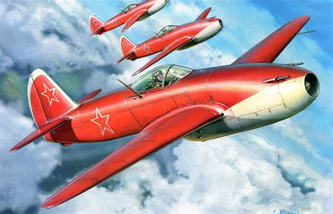 Free Wallpapers art clouds yakovlev yak-15 feather soviet air force picture