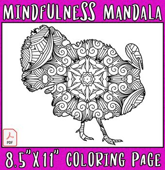 Turkey Mandalas Coloring Page B073 | Mindfulness Coloring Pages For Kids PDF