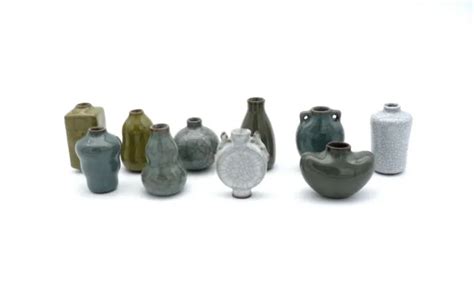 VINTAGE CHINESE ASSORTED Guan Ware Miniature Bud Vases Set of 10 $100.00 - PicClick