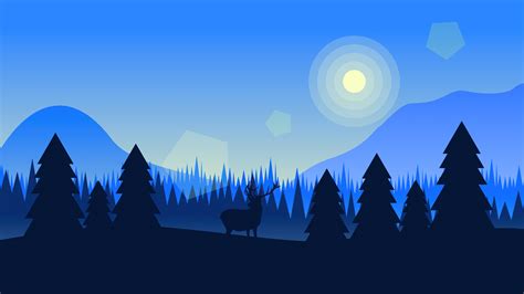 Deer Forest Vector Illustration Wallpaper,HD Artist Wallpapers,4k ...