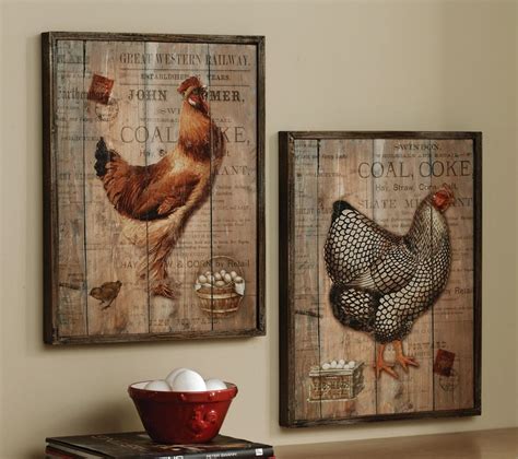 Rustic Rooster And Hen French Country Wall Decor Set | Country kitchen wall decor, Rooster ...