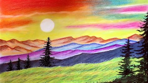 Mountain Sunset Drawing at PaintingValley.com | Explore collection of Mountain Sunset Drawing