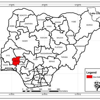 Map of Osun State showing Ife Central Local Government Source ...