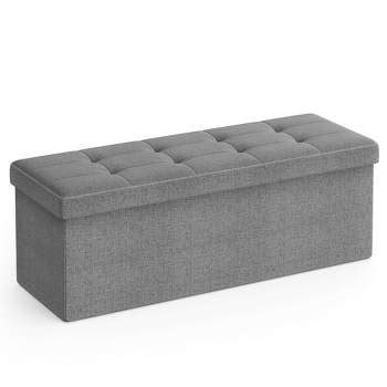 Songmics 46.5" Storage Ottoman Bench Long Bed End Stool Light Gray : Target