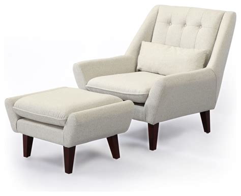 Kardiel Stuart Mid-century Modern Lounge Chair & Ottoman, Heather White ...